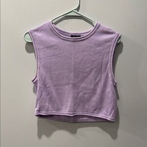 Wild Fable Purple Crop Top with Crew Neck and Sleeveless Design